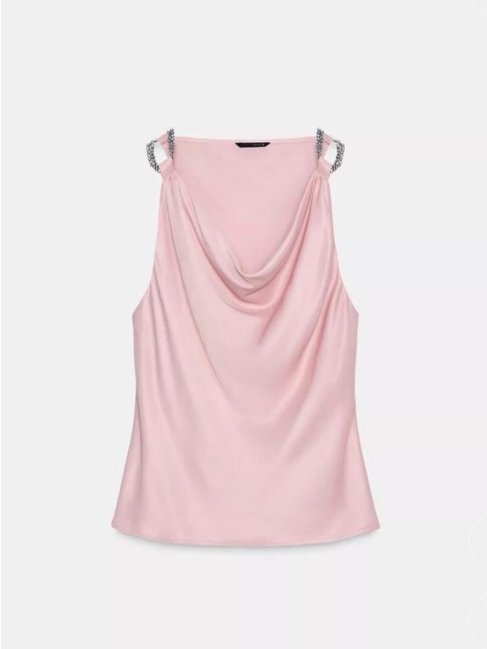 NWT Zara Pink Cowl-Neck Camisole with Rhinestone Straps - Picture 3 of 15